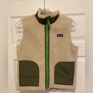 Patagonia Kids Fleece Vest in Cream and Green